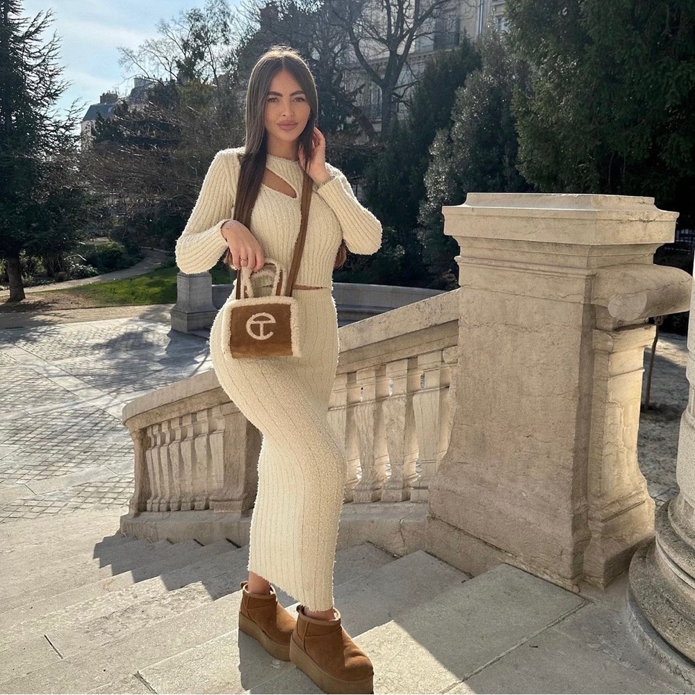 Zara Set - Ecru Cut Out Chenille Sweater & Skirt - Picture 7 of 17